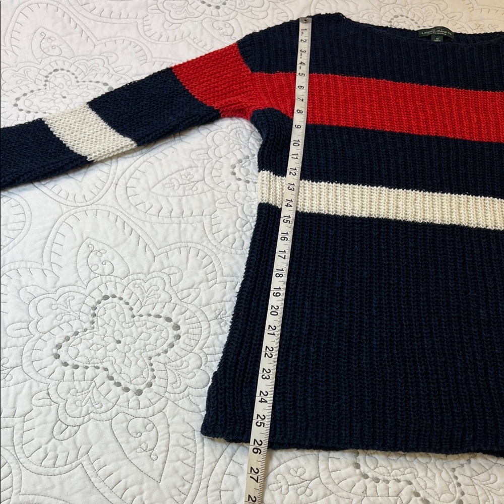 Lauren Ralph Lauren Striped Linen Long Sleeve Knit Crewneck Sweater - Women’s M - Picture 7 of 7